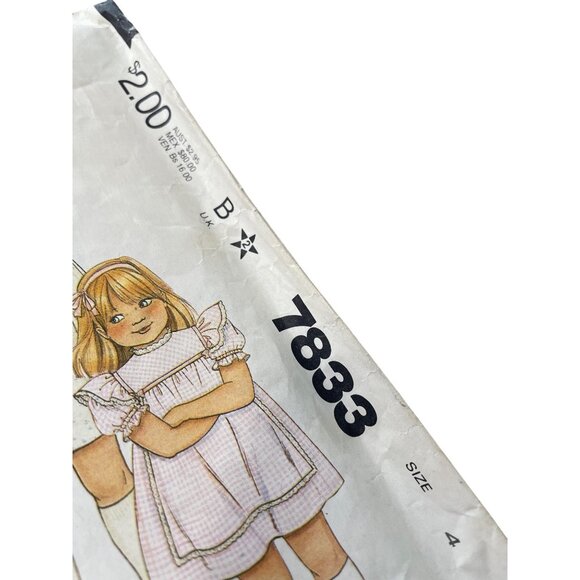 Vintage McCalls 7833 Sewing Pattern Size 4 Kids Pinafore Dress Sewing CUT - Picture 2 of 6